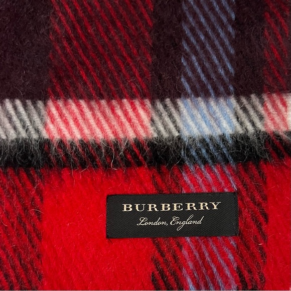 AUTHENTIC Burberry Wool Red Plaid Scarf - Picture 4 of 7